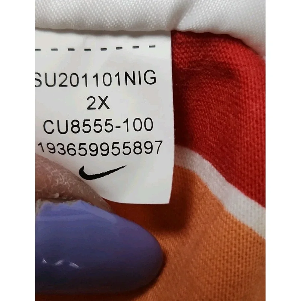 Nike‎ Womens 2X Cropped Tee Reverse Color Swoosh Logo Striped Retro